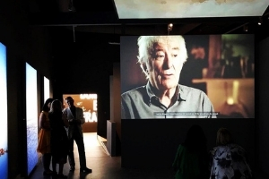 Image of video screen displaying Seamus Heaney talking